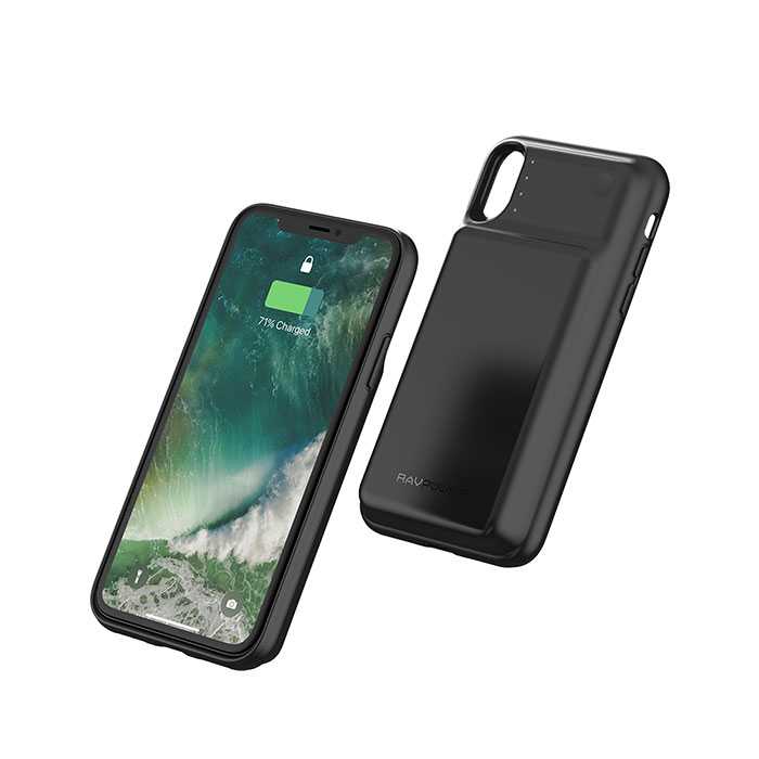 RAVPower Wireless Battery Case 3200mAh TX/RX for iPhone X/XS - Black -  X/XS كفر حماية مع بطارية - راف باور - سعة 3200 - خاصية الشحن اللاسلكي - ايفون