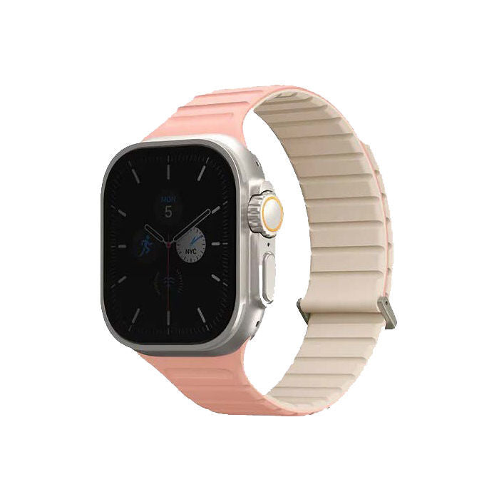 Uniq Revix Evo Reversible Magnetic Apple Watch Strap 49/45/44/42mm - Crepe Pink / Ivory - سير ساعة ابل - لونين