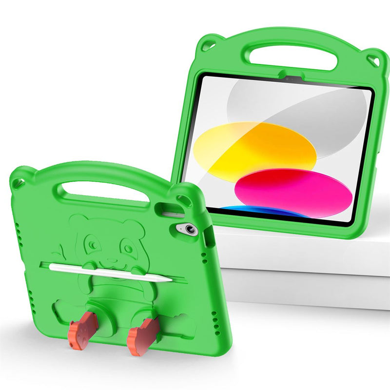 Panda iPad - Green - كفر ايباد حماية عالية - مع مسكة + ستاند + ومكان للقلم - مقاوم للسوائل