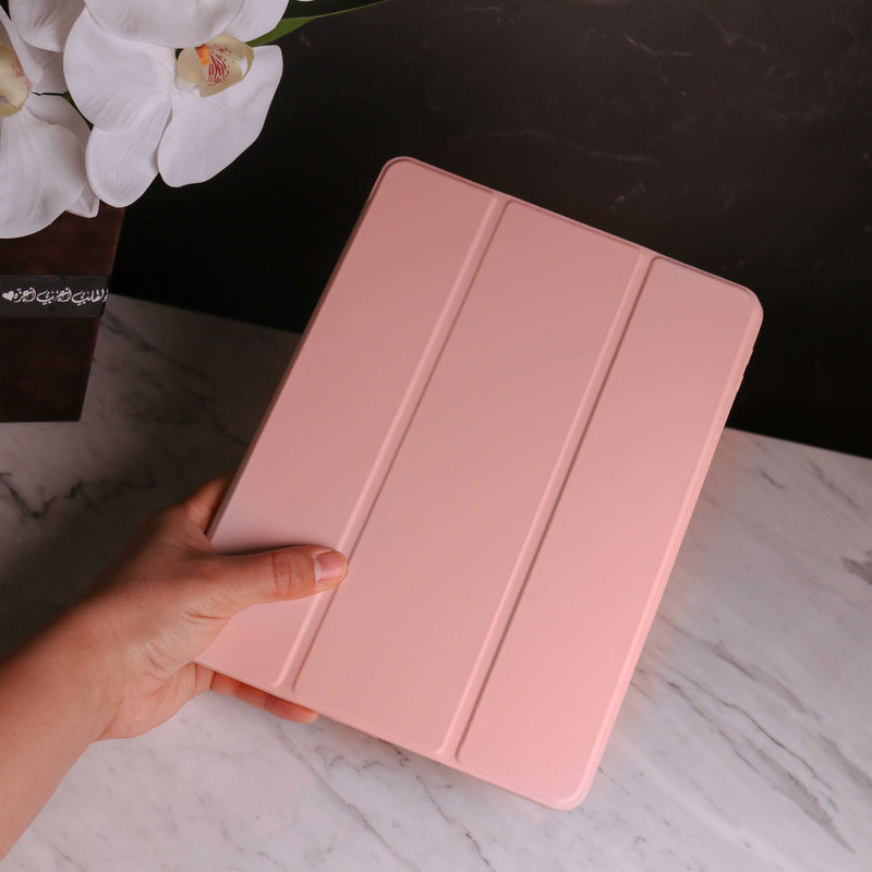 Toby Series Case for iPad With Apple Pencil Holder & Auto Sleep Wake - Pink - كفر ايباد حماية عالية - مع مكان للقلم - ووضعيتين للاستاند - مغناطيس
