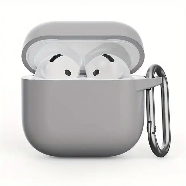 Clip AirPods 4 - 2024 Silicon Case - Light Grey - كفر حماية - سماعة ابل ايربودز 4 - 2024