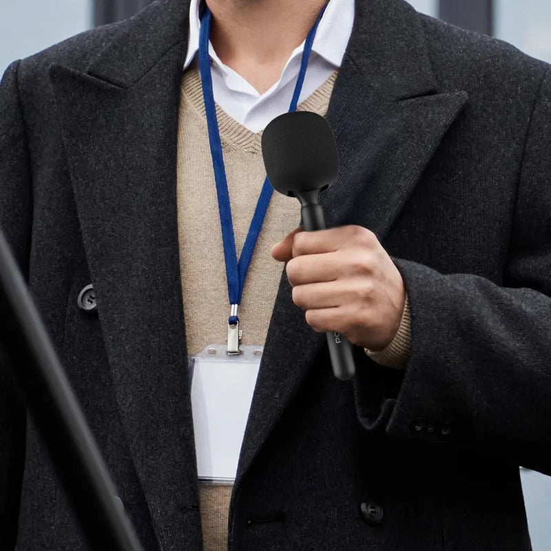 Porodo Two-Device Connect Handheld Lavalier Microphone - Black [O] - ميكروفون - تصوير - خاصية استقبال الصوت من جميع الاتجاهات - بورودو - كفالة 24 شهر