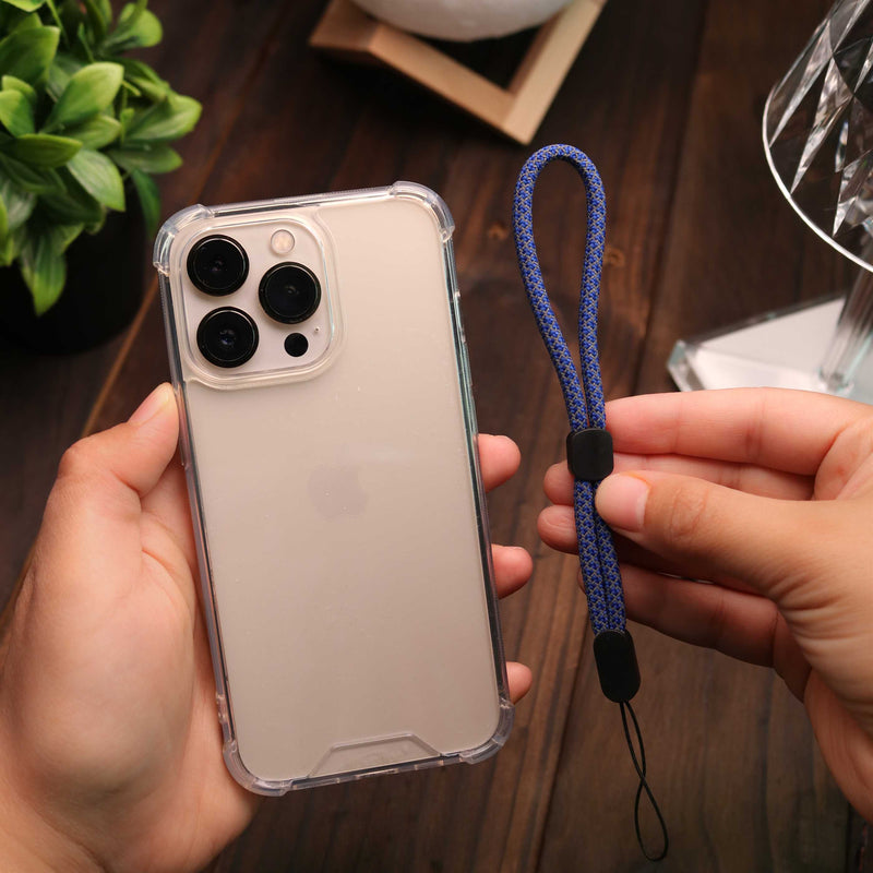 Navy Blue Lanyard with Clear Case - كفر حماية شفاف مع خيط علاقة