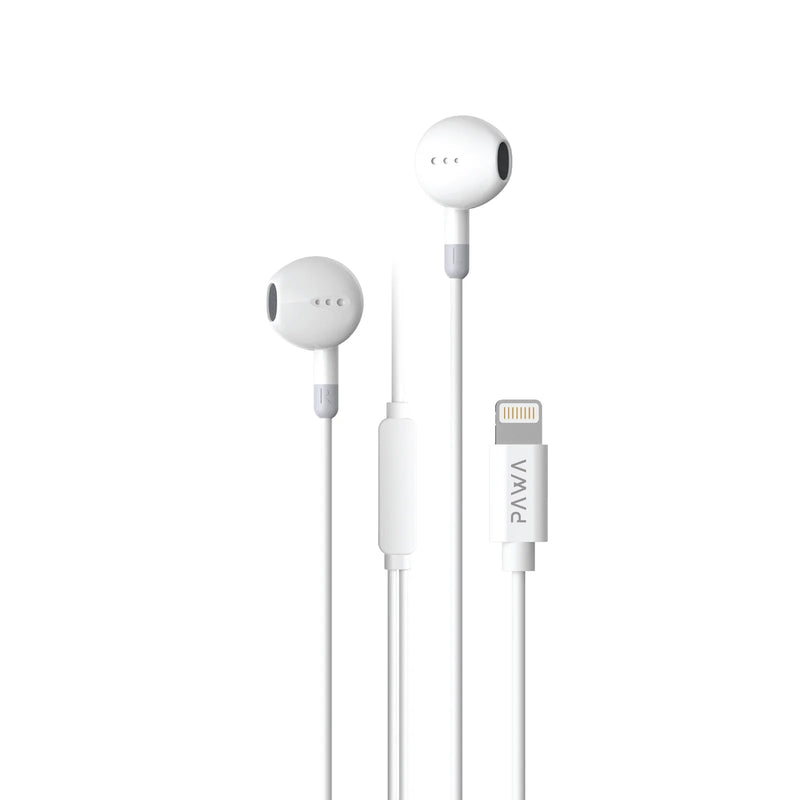 PAWA Lightning Connector Stereo Earphone(1.2m/4ft) - سماعة اذن - مع مايكروفون - أيفون ( لايتنينج ) - كفالة 12 شهر
