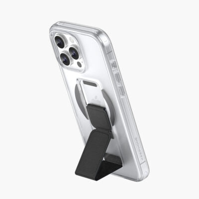 Snap Grip with Magsafe Strong Magnetic Clear Case - كفر حماية -ماغ سيف - ماسكه وستاند بالطول والعرض - مغناطيس - شفاف
