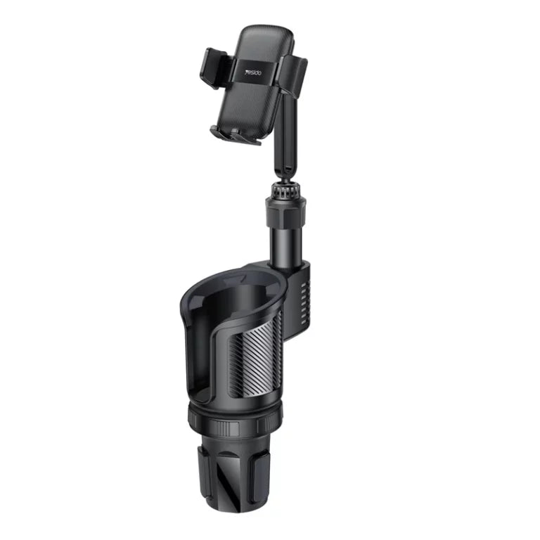 Yesido 2 in 1 Car Cup Holder Phone Mount Adjustable 4.7-7.2 Inch Cellphone Bracket – C273 - ستاند سيارة - القاعدة مكان الكوب + حامل كوب - ذراع طويل