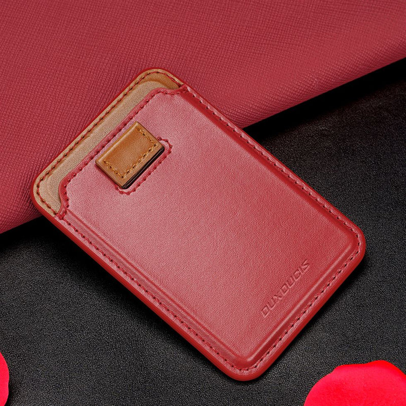 DUX DUCIS Magnetic Leather Wallet with MagSafe - Red - محفظة للبطاقات - ماغ سيف