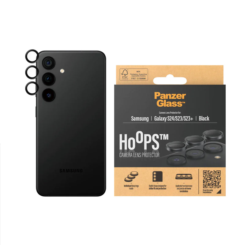 PanzerGlass® Hoops™ Camera Lens Protector Samsung Galaxy S24 | S23 | S23 Plus | Black حماية كاميرا خلفية - سامسونج
