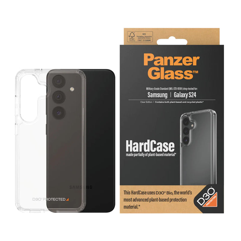 PanzerGlass® HardCase with D3O® Samsung Galaxy S24 | Transparent - بانزر - S24 كفر جلاجسي  - سامسونج شفاف