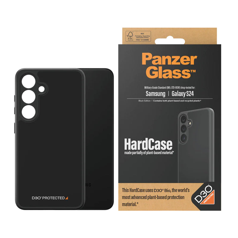 PanzerGlass® HardCase with D3O® Samsung Galaxy S24 | Black - بانزر - S24 كفر جلاجسي  - سامسونج أسود
