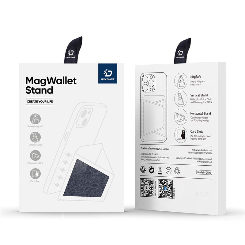 DUX DUCIS Magnetic Leather Wallet with MagSafe - Blue - محفظة للبطاقات + ستاند بالطول + بالعرض - ماغ سيف