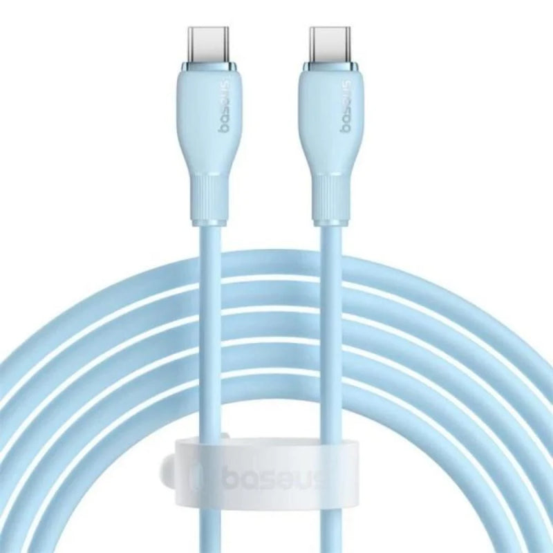 Baseus Pudding Series Fast Charging Cable With High-Speed Data Transmission Type-C to Type-C 100W 5A 1.2M - Galaxy Blue - سلك شحن - بيسوس - تايب سي الى تايب سي - طول 1.20 متر - كفالة 12 شهر