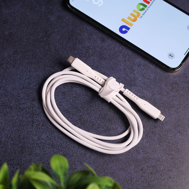 Energea Flow USB-C To Lightning Cable 1.5M - White - سلك شحن ايفون تايب سي - انيرجيا - طول متر ونصف - كفالة 5 سنين