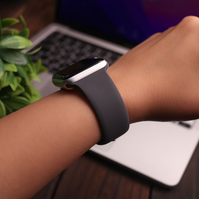 Silicon Watch Band for Apple Watch - Dark Gray - سير ساعة ابل ووتش