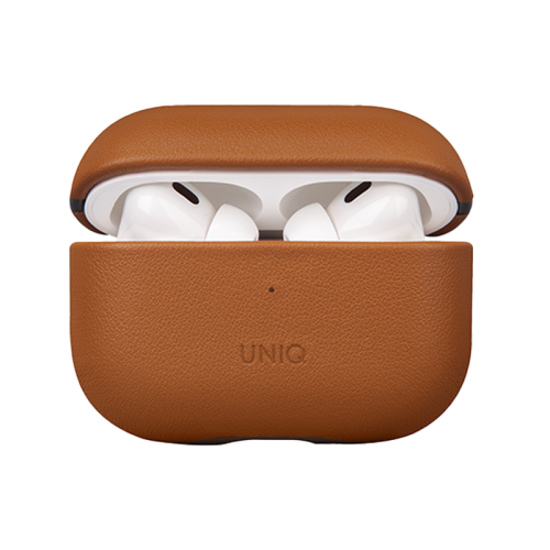 Uniq Terra Genuine Leather Snap Case For Airpods Pro 2 - Toffee Brown - كفر سماعة ابل ايربودز  - مع ستراب - برو 1/2 - يونيك