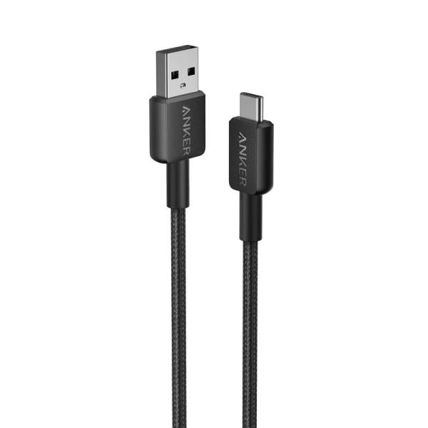 Anker 322 USB-A to USB-C Cable 1.8m Braided - Black - سلك شحن - انكر - تايب سي - كفالة 18 شهر