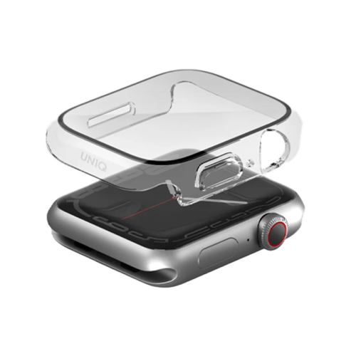 Uniq Nautic Case Tempered Glass Screen Protection For Apple Watch 45mm - Dove Clear - حماية شاشة لساعة ابل واتش - يونيك