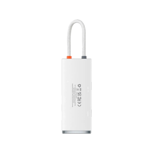 Baseus Lite Series 6-Port Hub - White [B] - وصلة تايب سي - 6 في 1 - لاجهزة الايباد برو والماك بوك - متعددة الاستخدام - كفالة 12 شهر