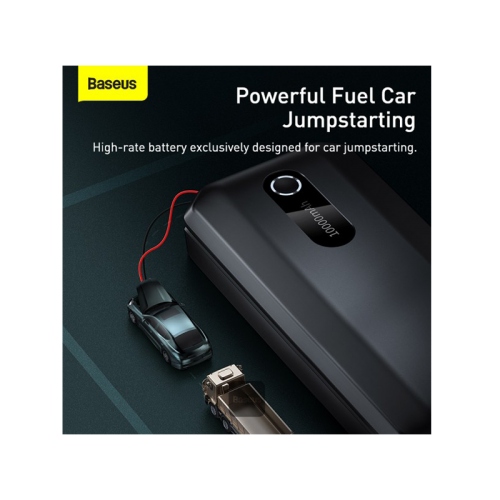 Baseus Super Energy Air 10000mAh 100A Car Jump Starter - Black [B] - محول طاقة لبطارية السيارة - 2 في 1 - بيسوس - بطارية بسعة 10000 ميللي امبير - قوة 100 أمبير - كفالة 12 شهر