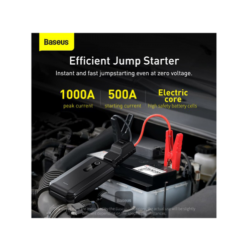 Baseus Super Energy Air 10000mAh 100A Car Jump Starter - Black [B] - محول طاقة لبطارية السيارة - 2 في 1 - بيسوس - بطارية بسعة 10000 ميللي امبير - قوة 100 أمبير - كفالة 12 شهر