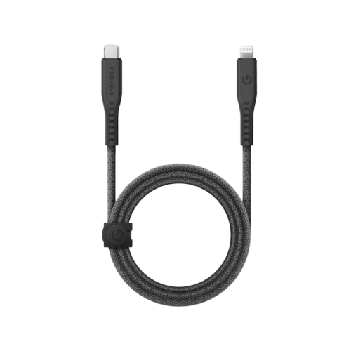 Energea Flow USB-C To Lightning Cable 1.5M - Black - سلك شحن ايفون تايب سي - انيرجيا - طول متر ونصف - كفالة 5 سنين