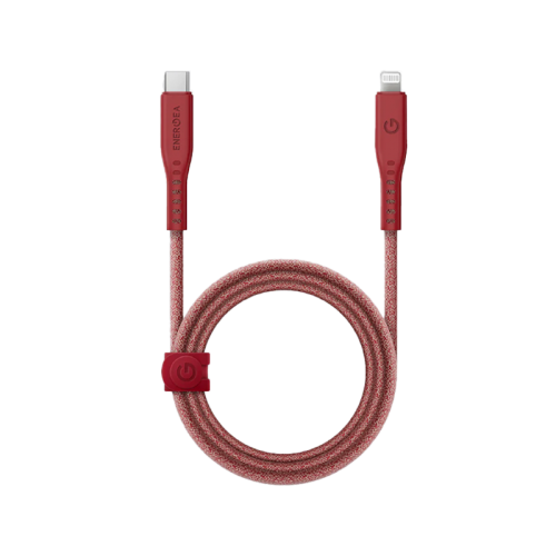 Energea Flow USB-C To Lightning Cable 1.5M - Red - سلك شحن ايفون تايب سي - انيرجيا - طول متر ونصف - كفالة 5 سنين