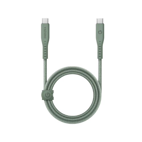 Energea Flow USB-C To USB-C Cable 1.5M - Green - سلك شحن تايب سي - انيرجيا - 1.5 متر - كفالة 5 سنين - لدعم الشحن السريع