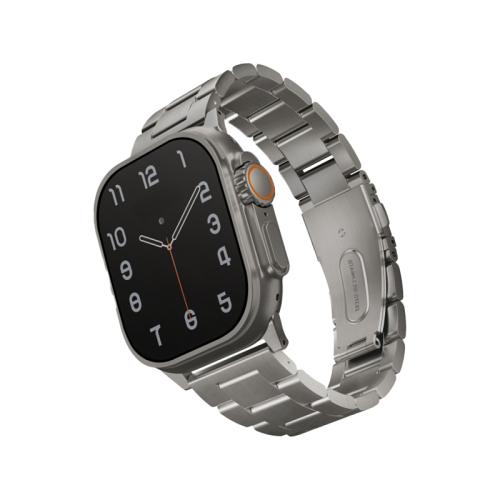 Uniq Osta Steel Strap With Steel Self Adjustable Links For Apple Watch 49/45/42mm - Titanium Silver - سير ساعة ابل واتش