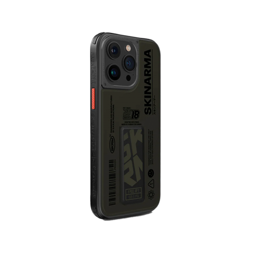 SkinArma Spunk Magsafe Grip-Stand Case for iPhone 15/15 Plus/15 Pro/15 Pro MAX  - Pewter Green -  كفر حماية عالية مع مغناطيس للسيارة - ماغ سيف - مسكة ستاند بالطول والعرض