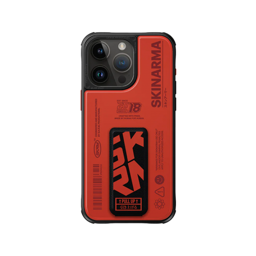SkinArma Spunk MagSafe + Grip-Stand Case For IPhone 15 Pro - Orange - كفر حماية عالية مع مغناطيس للسيارة ومسكة ستاند