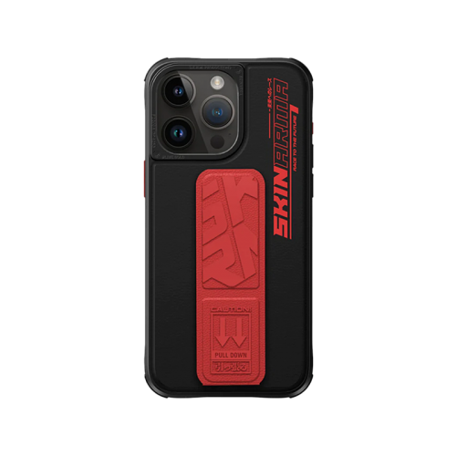 SkinArma Slate Grip-Stand Case for iPhone 15/15 Plus/15 Pro/15 Pro MAX  - Orange Red- كفر حماية عالية مع مغناطيس للسيارة - مسكة ستاند بالطول والعرض
