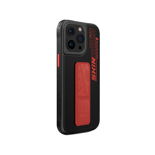 SkinArma Slate Grip-Stand Case for iPhone 15/15 Plus/15 Pro/15 Pro MAX  - Orange Red- كفر حماية عالية مع مغناطيس للسيارة - مسكة ستاند بالطول والعرض