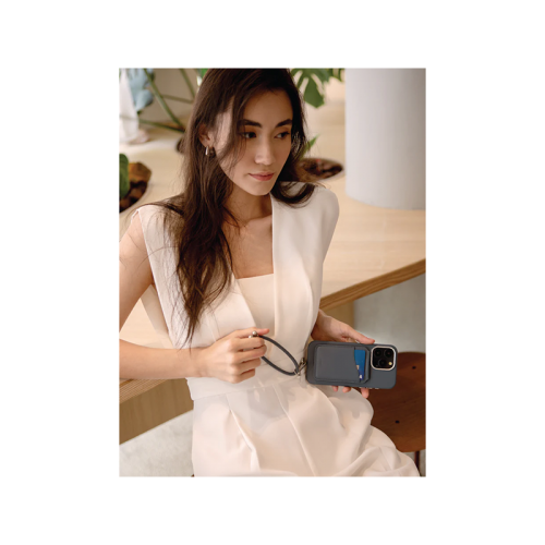 Uniq Coehl Esme Magnetic Snap-On Card Holder Snap And Mirror For IPhone - Sapphire Blue - ستاند جانبي ورأسي ومحفظة للبطاقات ومراية - ماغ سيف - يونيك