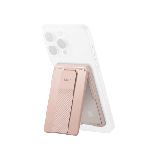 Uniq Heldro ID Wallet Magnetic Card Holder With Grip-Band And Stand - Blush Pink - مسكة وستاند جانبي ورأسي ومحفظة للبطاقات - ماغ سيف - يونيك