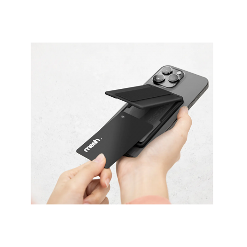 Uniq Heldro ID Wallet Magnetic Card Holder With Grip-Band And Stand - Midnight Black - مسكة وستاند جانبي ورأسي ومحفظة للبطاقات - ماغ سيف - يونيك