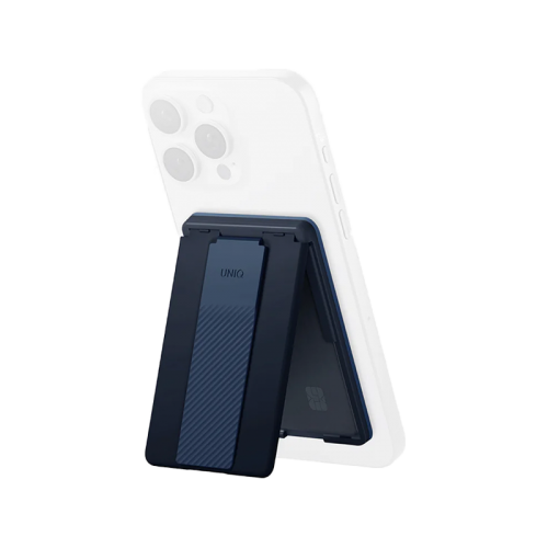 Uniq Heldro ID Wallet Magnetic Card Holder With Grip-Band And Stand - Storm Blue - مسكة وستاند جانبي ورأسي ومحفظة للبطاقات - ماغ سيف - يونيك