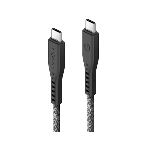 Energea Flow 10Gbps USB-C To USB-C Cable With Velcro Cable Tie 30cm - Black - سلك شحن - انيرجيا - تايب سي الي تايب سي - طول 30 سم - كفالة 5 سنين