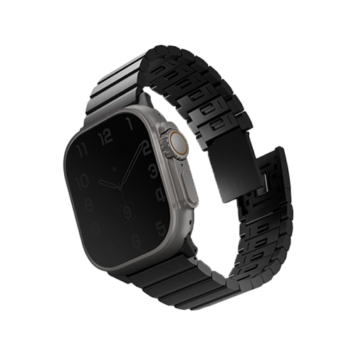 Uniq Strova Stainless Steel Band For Apple Watch 49/45/44mm - Midnight Black - سير ساعة ابل واتش