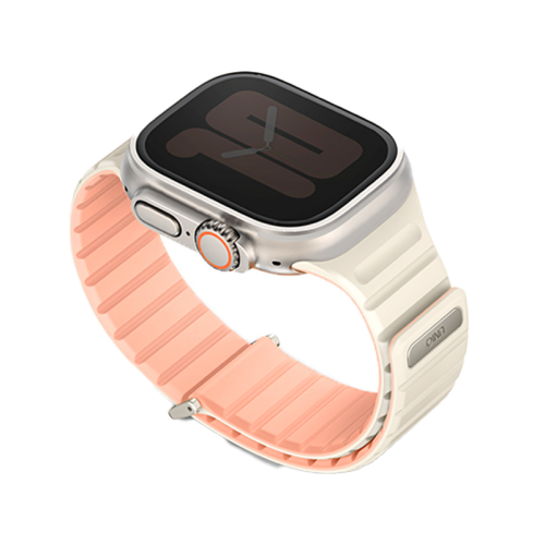 Uniq Revix Evo Reversible Magnetic Apple Watch Strap 49/45/44/42mm - Crepe Pink / Ivory - سير ساعة ابل - لونين