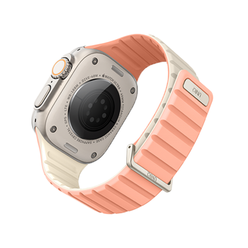 Uniq Revix Evo Reversible Magnetic Apple Watch Strap 49/45/44/42mm - Crepe Pink / Ivory - سير ساعة ابل - لونين