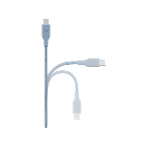 Bazic GoCharge Weave USB-C To USB-C 480Mbps 60W Cable 1.5M - Blue - سلك شحن - بيزك - تايب سي الي تايب سي - قوة 60 واط - طول متر ونصف - كفالة 24 شهر