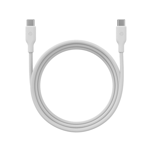 Bazic GoCharge Weave USB-C To USB-C 480Mbps 60W Cable 1.5M - White - سلك شحن - بيزك - تايب سي الي تايب سي - قوة 60 واط - طول متر ونصف - كفالة 24 شهر