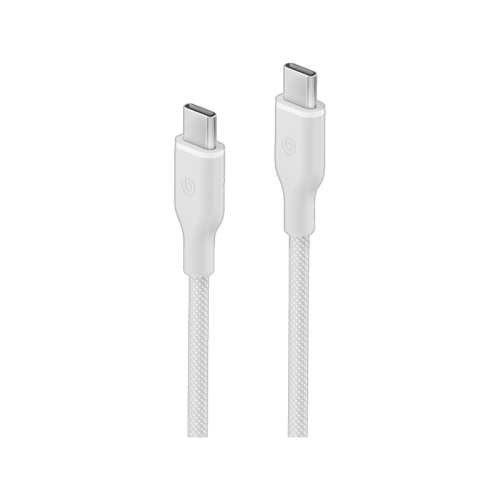 Bazic GoCharge Weave USB-C To USB-C 480Mbps 60W Cable 1.5M - White - سلك شحن - بيزك - تايب سي الي تايب سي - قوة 60 واط - طول متر ونصف - كفالة 24 شهر