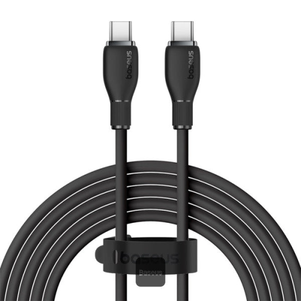 Baseus Pudding Series Fast Charging Cable With High-Speed Data Transmission Type-C to Type-C 100W 5A 1.2M - Black - سلك شحن - بيسوس - تايب سي الى تايب سي - طول 1.20 متر - كفالة 12 شهر