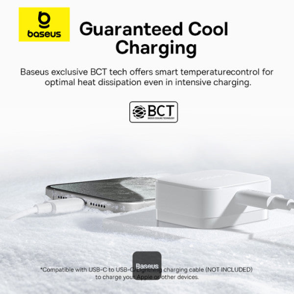 Baseus Palm 20W PD Type-C Fast Charging Wall Charger - Ultra Fast USB-C Charger With UK Plug - White - شاحن حائط  - قوة 20 واط - بيسوس - تايب سي