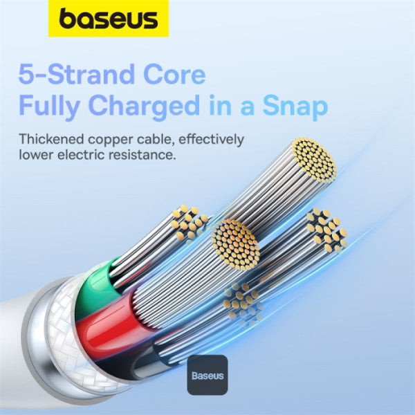 Baseus Pudding Series Fast Charging Cable With High-Speed Data Transmission Type-C to Lightning 20W 1.2M - White - سلك شحن - بيسوس - تايب سي الى ايفون - طول 1.20 متر - كفالة 12 شهر