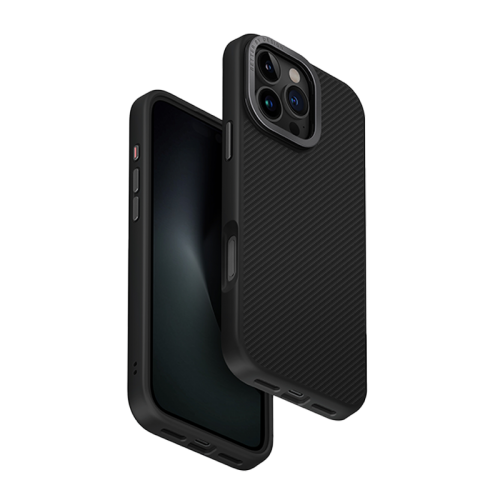 Uniq Hybrid Keva Max MagSafe Case with Camera Stand for iPhone 16 Pro/16 Pro MAX - Carbon Black - كفر حماية عالية - يونيك - ستاند - ماغ سيف