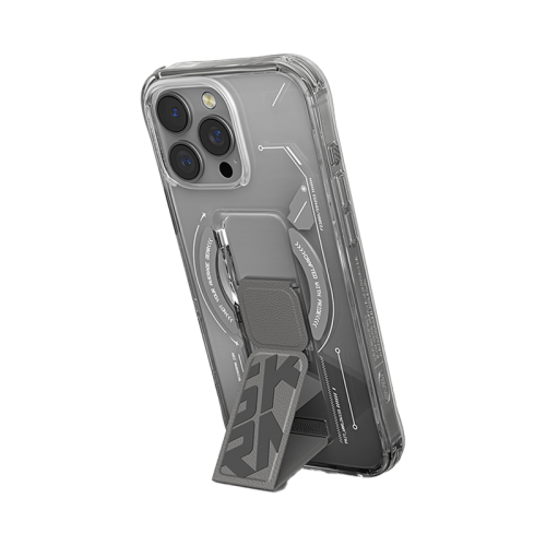 SkinArma Helio MagSafe Case With Grip Stand for iPhone16 Pro / 16 Pro Max - Titanium -  كفر حماية عالية - ماغ سيف - مع مغناطيس للسيارة ومسكة ستاند جانبي ورأسي