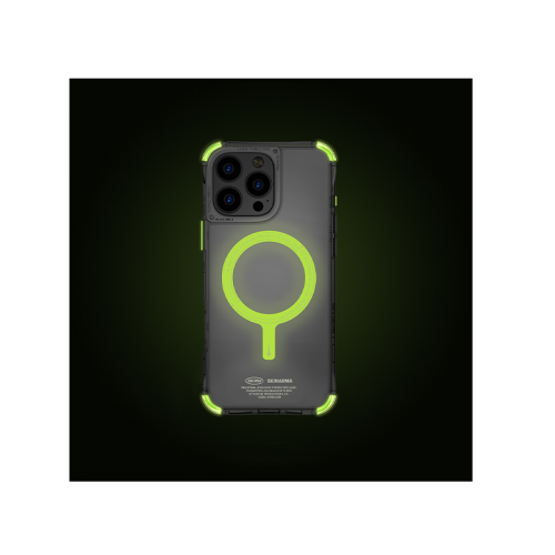 SkinArma Saido Niteglow Edition MagSafe Case for iPhone 16/16 Plus/16 Pro/16 Pro MAX - Green -  سكين أرما كفر - ماغ سيف - مع اطراف مضيئه -  شفاف