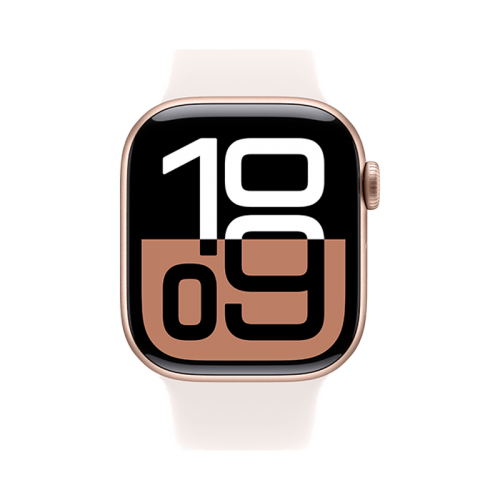 Apple Watch S10 GPS + Cellular 42mm - Rose Gold Aluminum Case with Light Blush Sport band - M/L - ساعة ابل - الجيل العاشر - تدعم شريحة اتصال - اللون ( البيج - الذهبي )